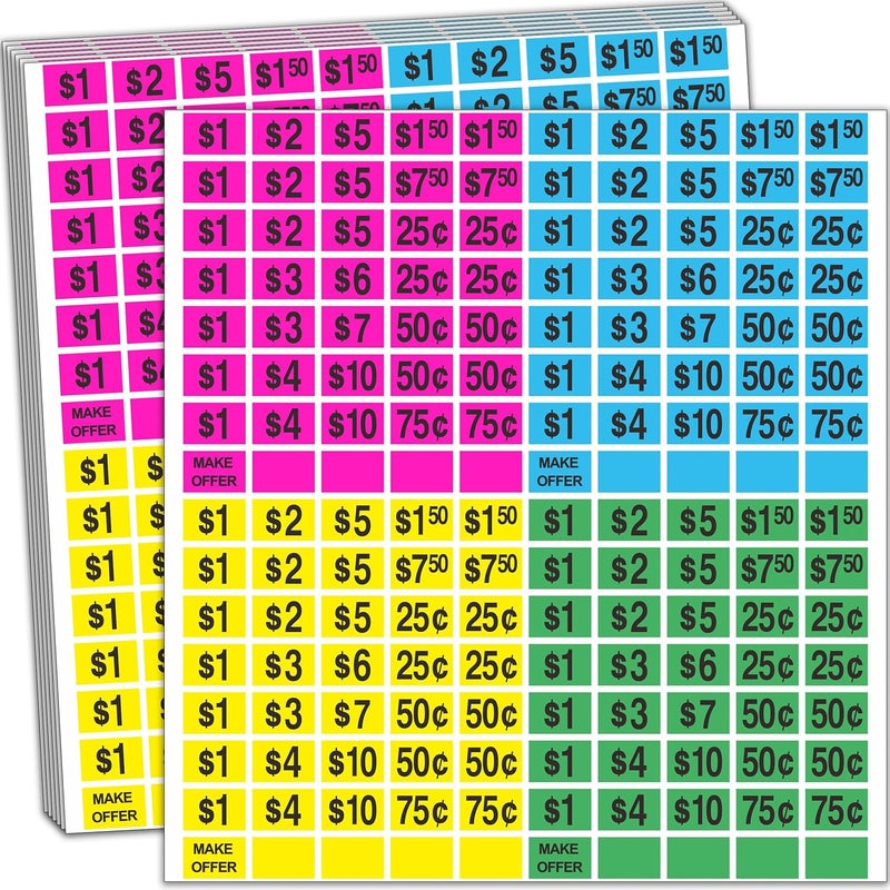 YSHIHE 2240 Pcs Garage Sale Stickers 1/2" X 3/4" Yard Sale Price Sticker Rectangle Pre-Printed Labels Price Tags for Marketing Supplies - Image 1